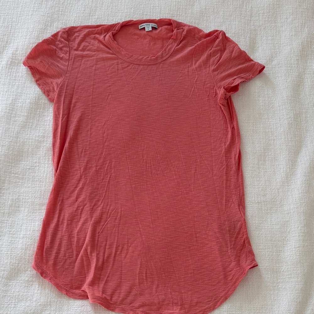 James Perse Coral Crewneck Short Sleeve Tee size 2